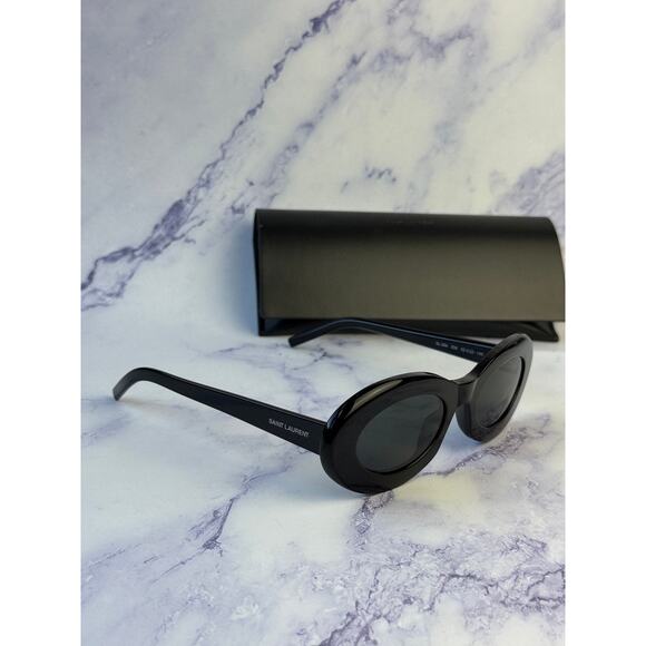 NEW Saint Laurent SL594 Oval Sunglasses in Black main image 4